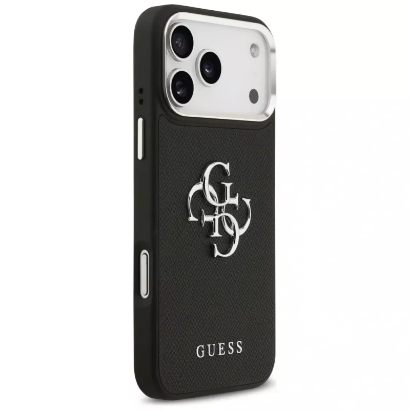 Guess Grained Big 4G Classic Logo puzdro pre iPhone 17 Pro Max - čierna