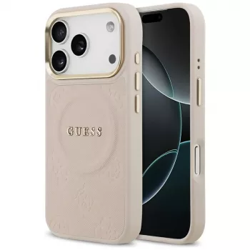 Guess Peony Hot Stamp MagSafe puzdro pre iPhone 17 Pro, ružová