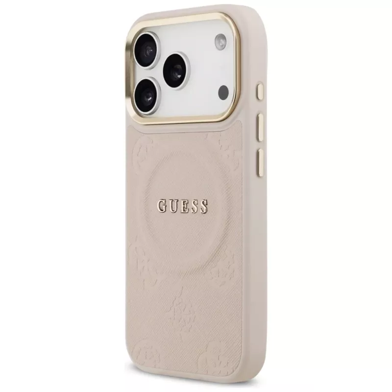 Guess Peony Hot Stamp MagSafe puzdro pre iPhone 17 Pro, ružová