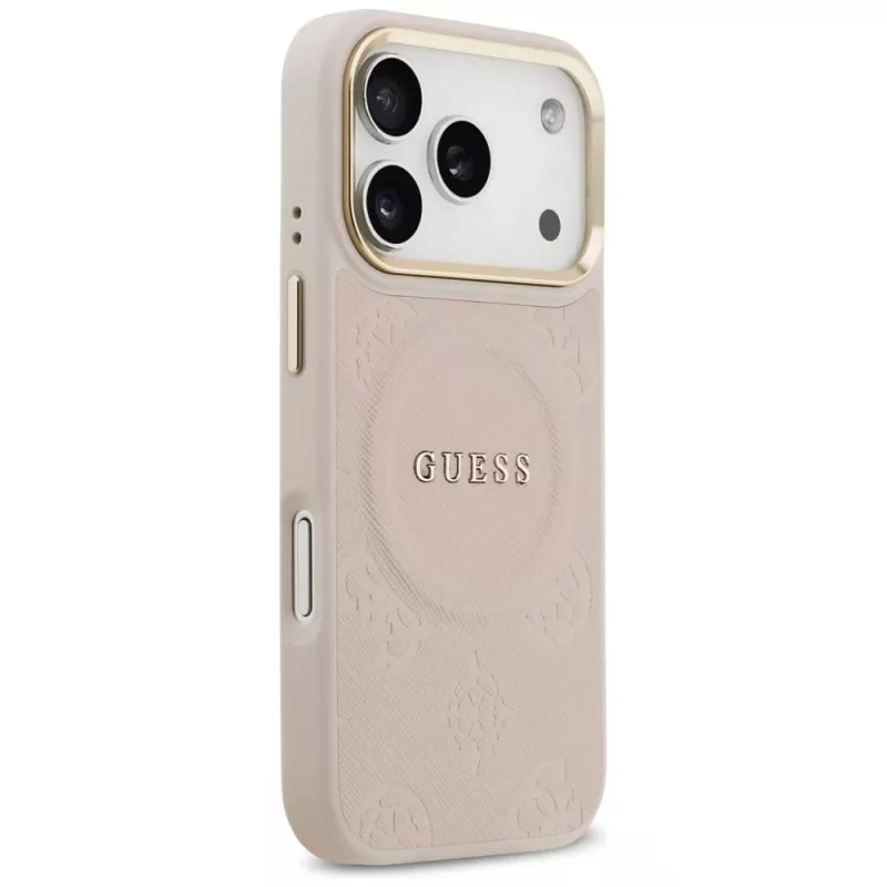 Guess Peony Hot Stamp MagSafe puzdro pre iPhone 17 Pro, ružová