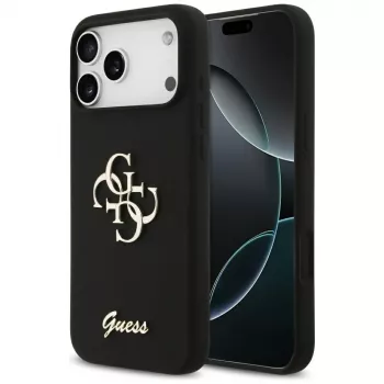 Guess Silicone Big 4G Script puzdro pre iPhone 17 Pro Max, čierna