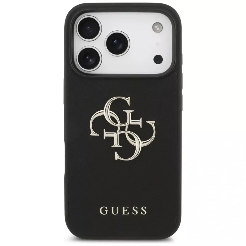 Guess Grained Big 4G & Classic Logo ochranné puzdro pre Apple iPhone 17 Pro, čierna
