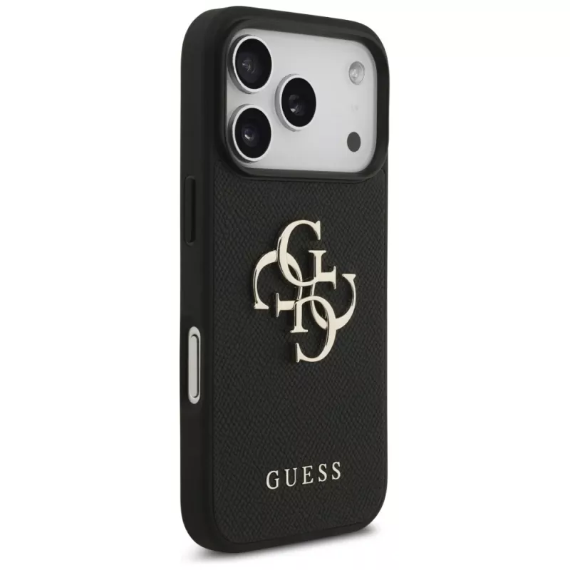 Guess Grained Big 4G & Classic Logo ochranné puzdro pre Apple iPhone 17 Pro, čierna