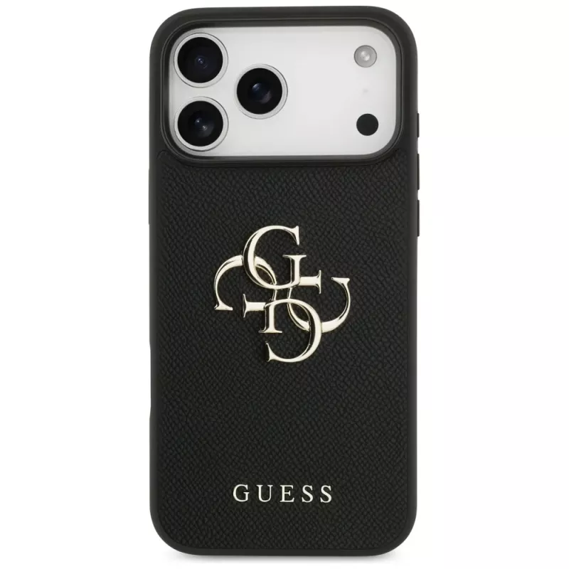 Guess Grained Big 4G & Classic Logo zadný kryt pre iPhone 17 Pro Max, čierna
