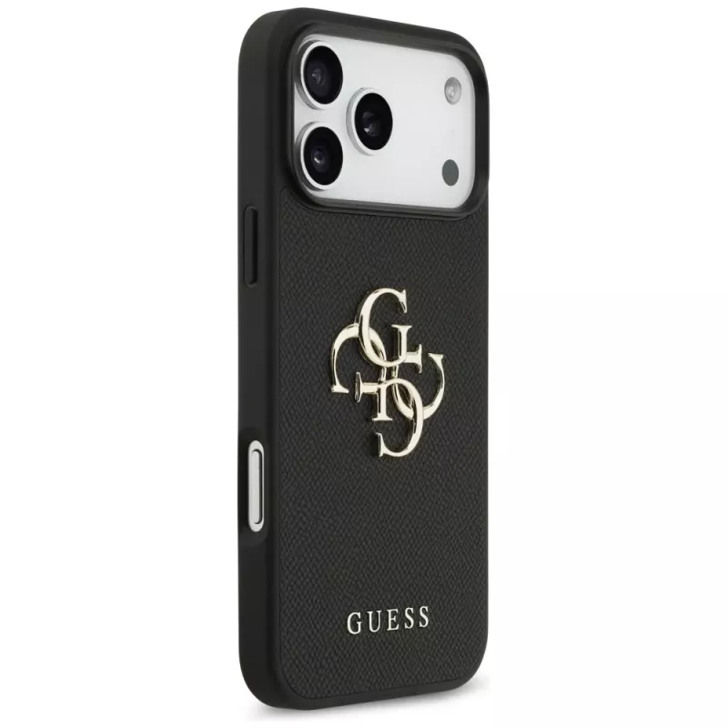 Guess Grained Big 4G & Classic Logo zadný kryt pre iPhone 17 Pro Max, čierna