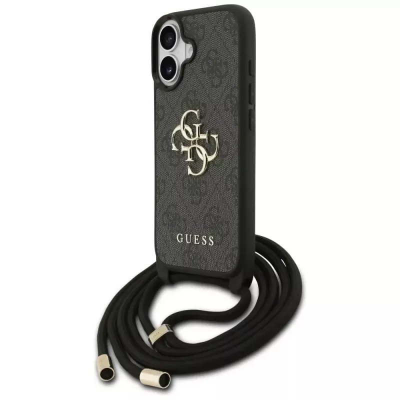 Guess 4G Big Logo Cord Strap Crossbody puzdro pre Apple iPhone 17, čierna