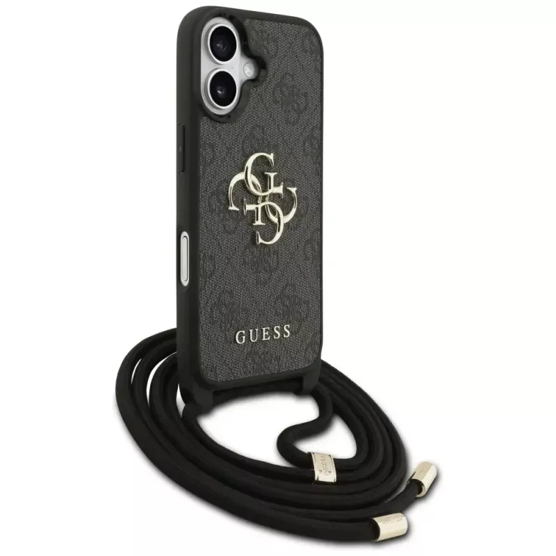 Guess 4G Big Logo Cord Strap Crossbody puzdro pre Apple iPhone 17, čierna