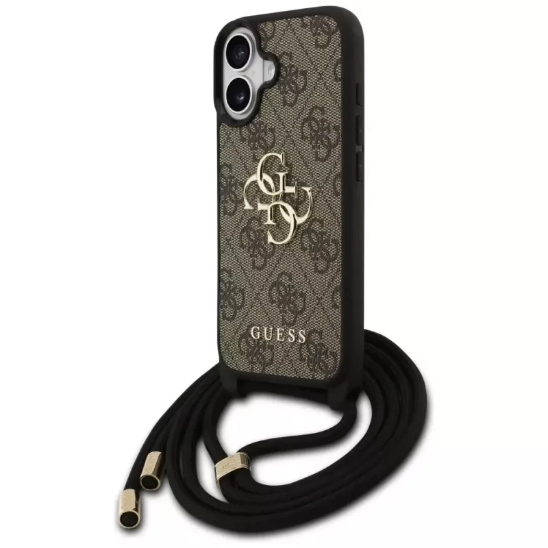 Guess 4G Big Logo Cord Strap Crossbody puzdro pre iPhone 17 hnedá