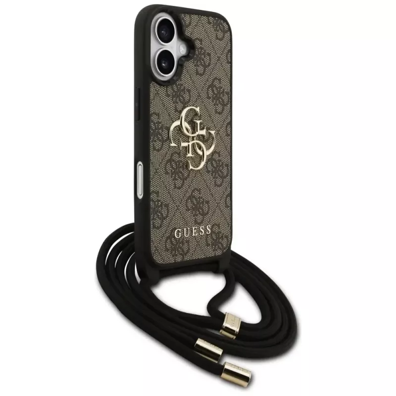 Guess 4G Big Logo Cord Strap Crossbody puzdro pre iPhone 17 hnedá