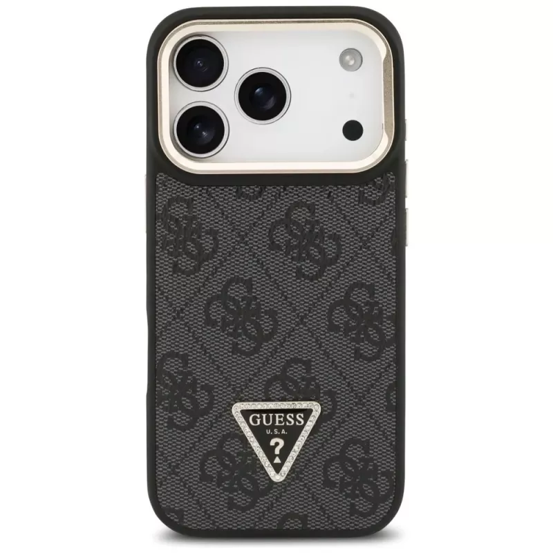 Guess 4G PU Triangle Logo & Stand Camera MagSafe puzdro pre iPhone 17 Pro čierna