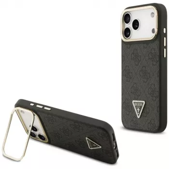 Guess 4G PU Triangle Logo & Stand Camera MagSafe puzdro pre iPhone 17 Pro Max čierna