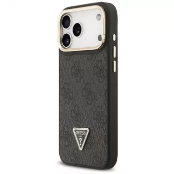 Guess 4G PU Triangle Logo & Stand Camera MagSafe puzdro pre iPhone 17 Pro Max čierna