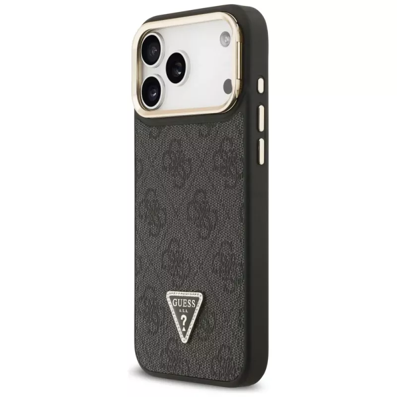 Guess 4G PU Triangle Logo & Stand Camera MagSafe puzdro pre iPhone 17 Pro Max čierna
