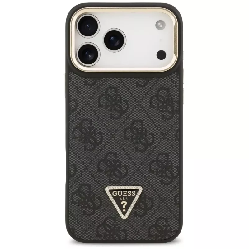 Guess 4G PU Triangle Logo & Stand Camera MagSafe puzdro pre iPhone 17 Pro Max čierna