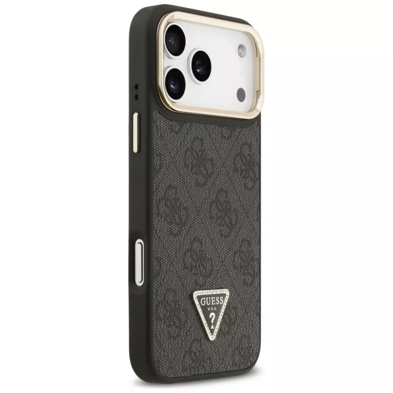 Guess 4G PU Triangle Logo & Stand Camera MagSafe puzdro pre iPhone 17 Pro Max čierna