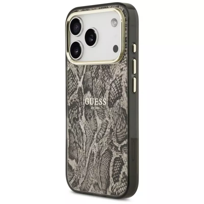Guess Python Pattern puzdro MagSafe pre iPhone 17 Pro hnedá