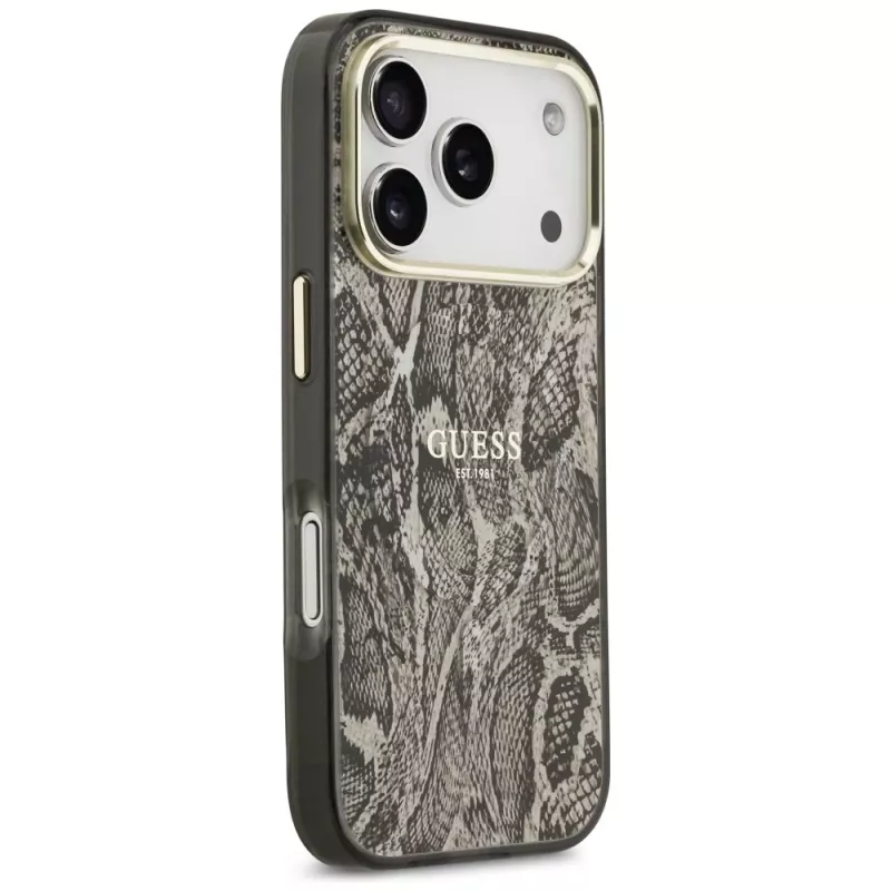 Guess Python Pattern puzdro MagSafe pre iPhone 17 Pro hnedá