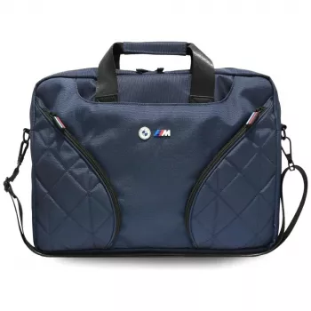 BMW Nylon Laptop Messenger Bag with Metal Logo, námornícka modrá, 16 palcov