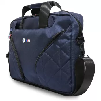 BMW Nylon Laptop Messenger Bag with Metal Logo, námornícka modrá, 16 palcov