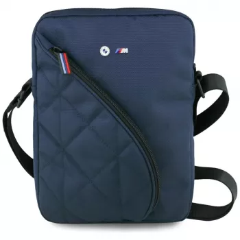 BMW nylonová crossbody taška s vreckami a kovovým logom, 10 palcov, námornícka modrá