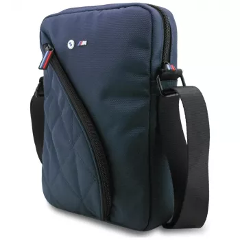 BMW nylonová crossbody taška s vreckami a kovovým logom, 10 palcov, námornícka modrá