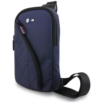 BMW nylonová crossbody taška na telefón s vreckom & kovovým logom Navy Blue