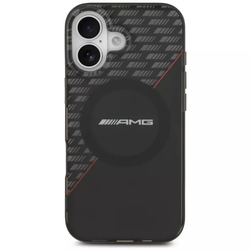 Puzdro Mercedes AMG Double Layer priehľadné Rhombs MagSafe pre iPhone 17, čierne/červené