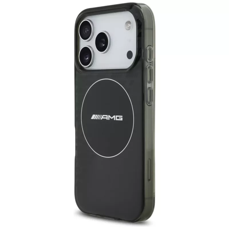 Puzdro Mercedes AMG Double Layer priehľadné Smoked MagSafe pre iPhone 17 Pro, čierne