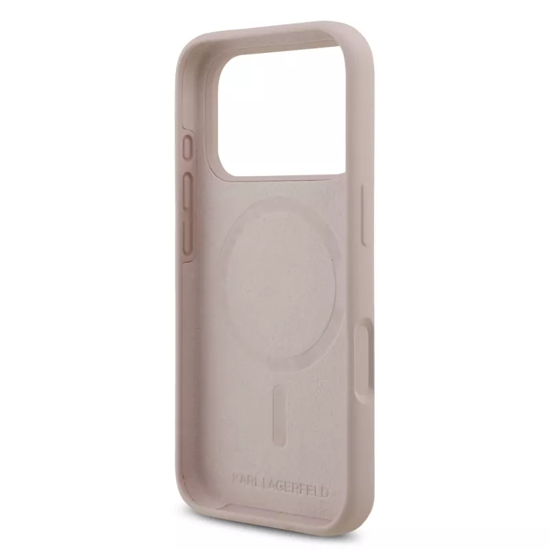 KARL LAGERFELD silikónové puzdro pre Apple iPhone 17 Pro s MagSafe a prstencom, ružová, kolekcia Karl & Choupette