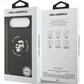 KARL LAGERFELD silikónové puzdro Karl & Choupette Ring MagSafe pre Apple iPhone Air – čierna