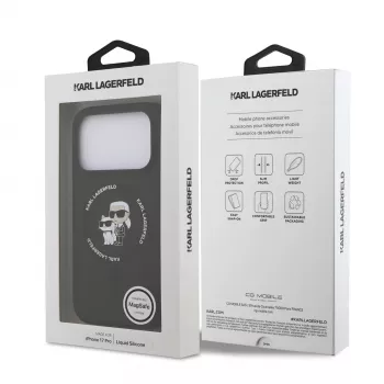 KARL LAGERFELD silikónové puzdro Karl & Choupette Ring MagSafe pre Apple iPhone 17 Pro čierna
