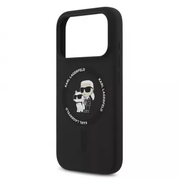 KARL LAGERFELD silikónové puzdro Karl & Choupette Ring MagSafe pre Apple iPhone 17 Pro čierna