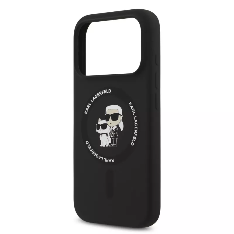 KARL LAGERFELD silikónové puzdro Karl & Choupette Ring MagSafe pre Apple iPhone 17 Pro čierna