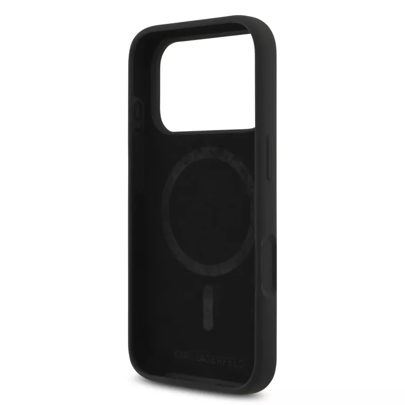 KARL LAGERFELD silikónové puzdro Karl & Choupette Ring MagSafe pre Apple iPhone 17 Pro čierna