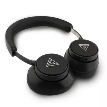 Guess Bluetooth Over-Ear slúchadlá ENC Saffiano Triangle Logo čierne