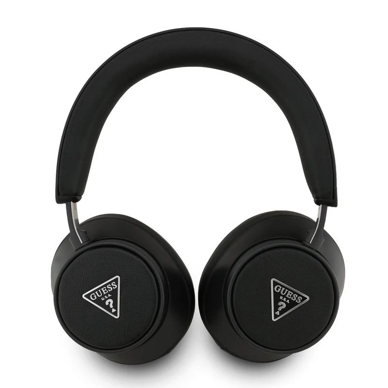 Guess Bluetooth Over-Ear slúchadlá ENC Saffiano Triangle Logo čierne