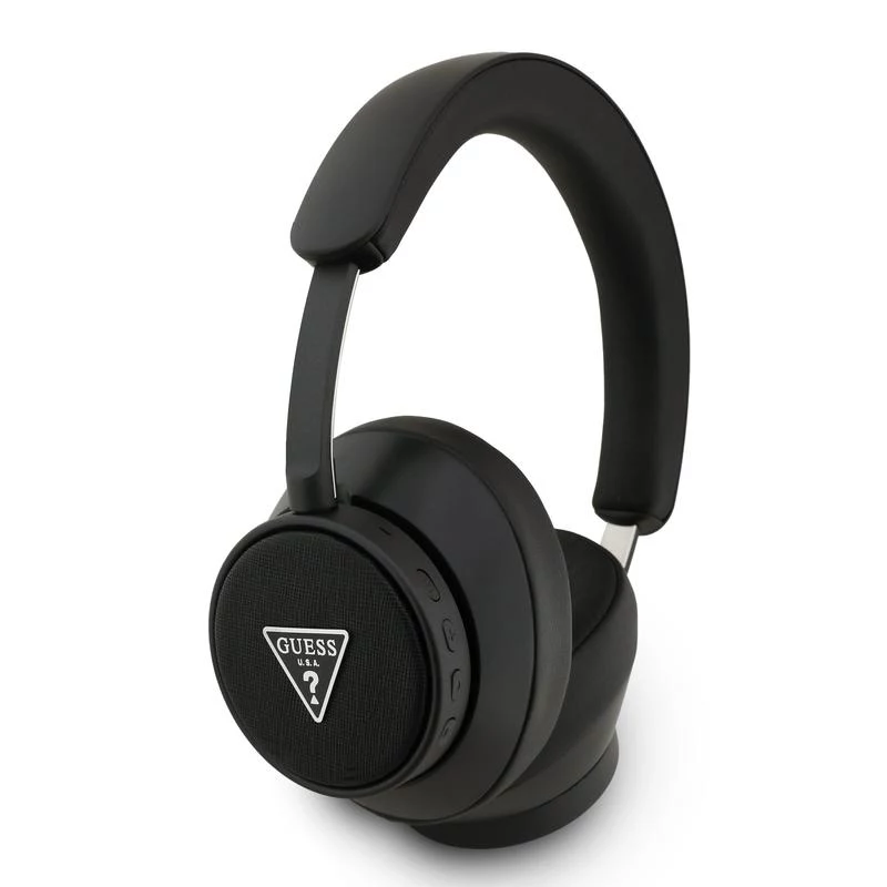 Guess Bluetooth Over-Ear slúchadlá ENC Saffiano Triangle Logo čierne