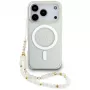 Guess IML Glitter Pearl Strap MagSafe puzdro pre iPhone 17 Pro, transparentné