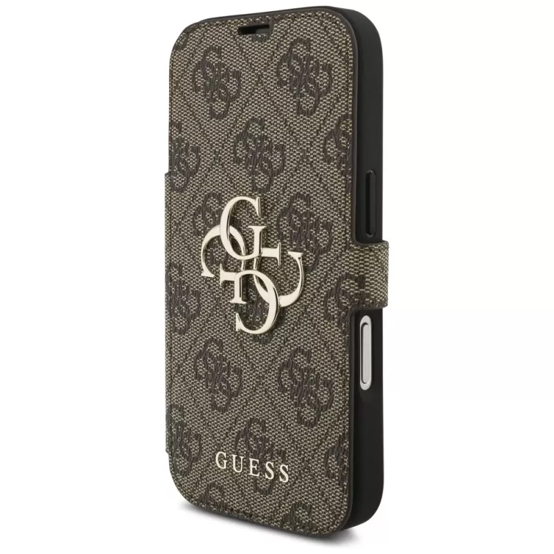 Guess Book 4G Metal Logo puzdro pre Apple iPhone 17 Pro, hnedá