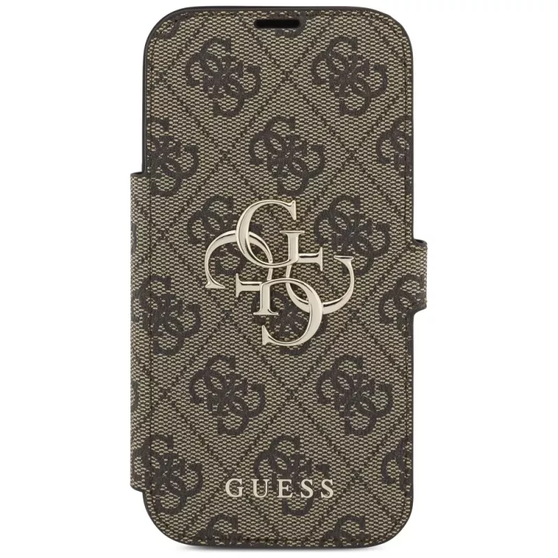 Guess Book 4G Metal Logo puzdro pre Apple iPhone 17 Pro, hnedá