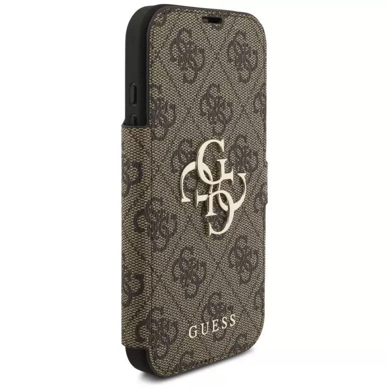 Guess Book 4G Metal Logo puzdro pre Apple iPhone 17 Pro, hnedá