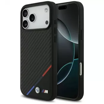 BMW M Carbon Tricolor Line MagSafe puzdro pre iPhone 17 Pro Max čierne