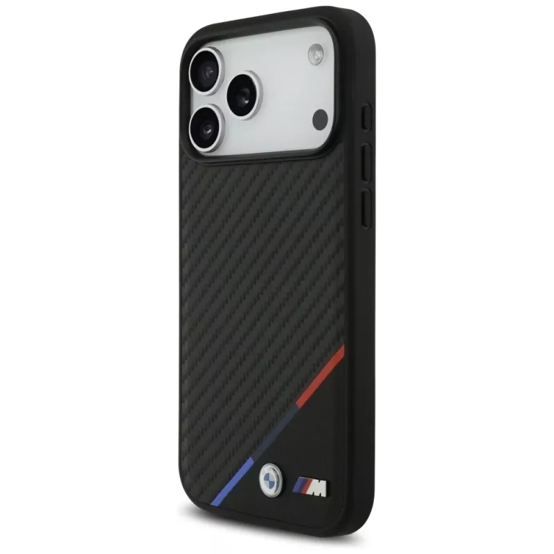 BMW M Carbon Tricolor Line MagSafe puzdro pre iPhone 17 Pro Max čierne