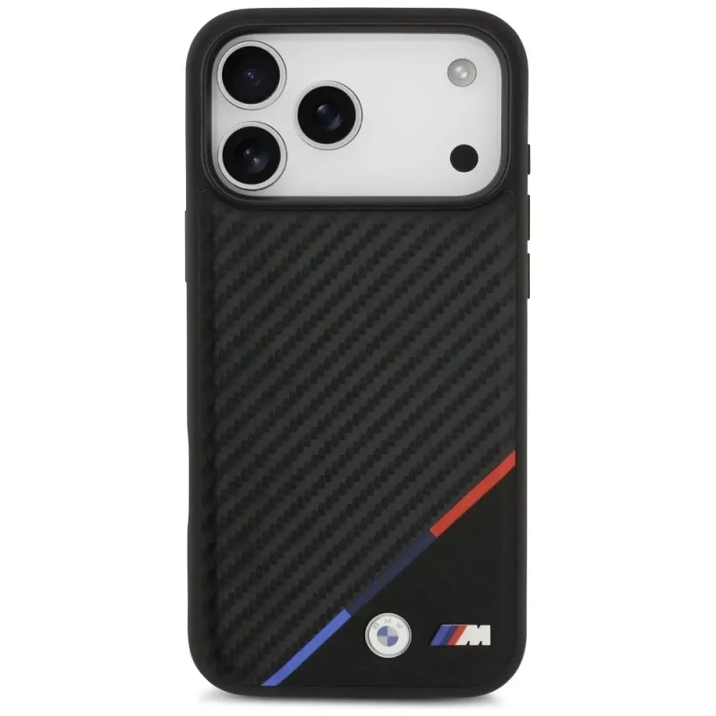 BMW M Carbon Tricolor Line MagSafe puzdro pre iPhone 17 Pro Max čierne