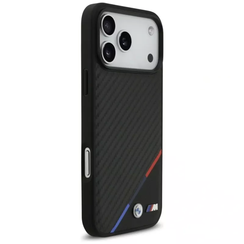BMW M Carbon Tricolor Line MagSafe puzdro pre iPhone 17 Pro Max čierne