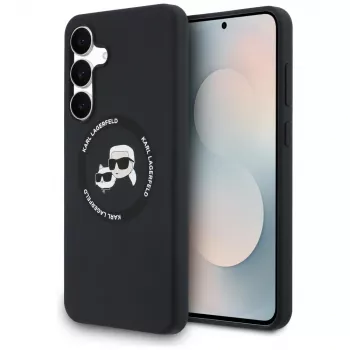 Karl Lagerfeld Silicone Karl & Choupette Heads MagSafe puzdro pre Samsung Galaxy S25 FE čierna