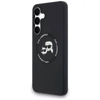 Karl Lagerfeld Silicone Karl & Choupette Heads MagSafe puzdro pre Samsung Galaxy S25 FE čierna