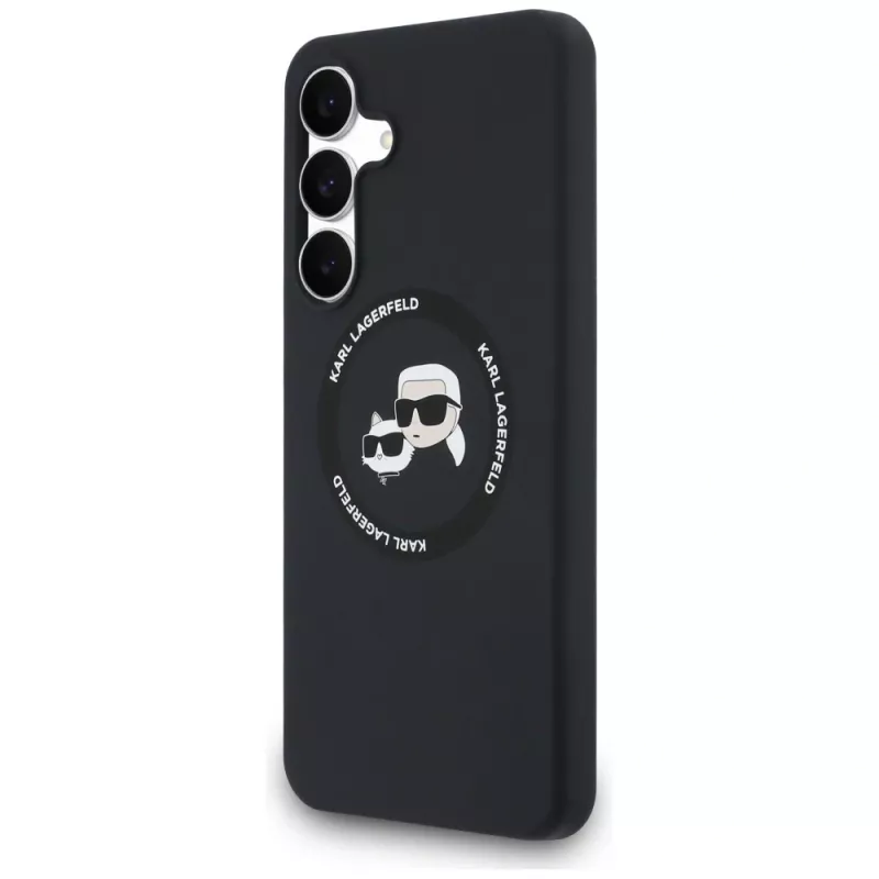 Karl Lagerfeld Silicone Karl & Choupette Heads MagSafe puzdro pre Samsung Galaxy S25 FE čierna