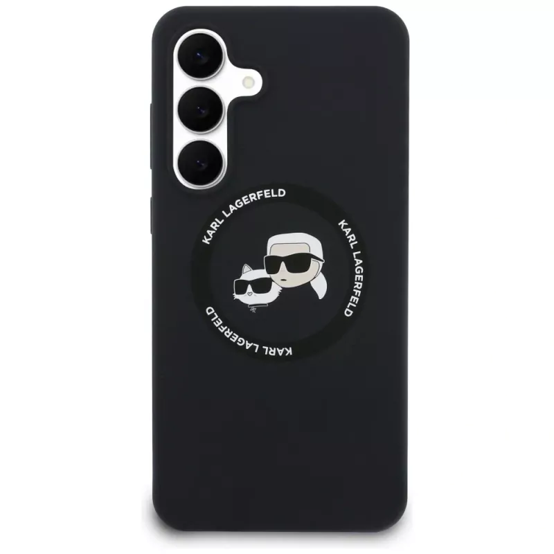 Karl Lagerfeld Silicone Karl & Choupette Heads MagSafe puzdro pre Samsung Galaxy S25 FE čierna