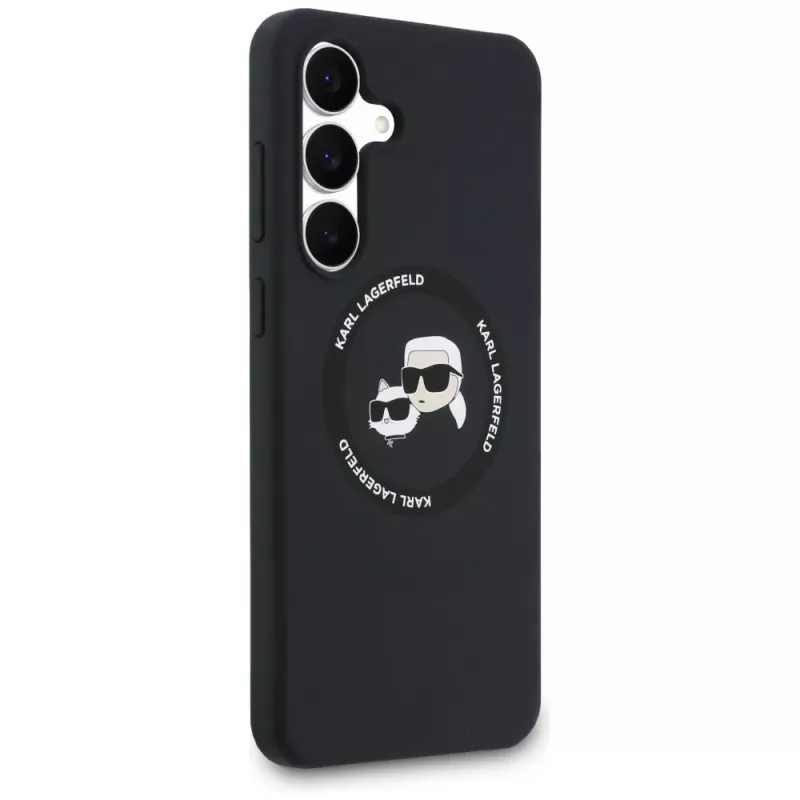 Karl Lagerfeld Silicone Karl & Choupette Heads MagSafe puzdro pre Samsung Galaxy S25 FE čierna